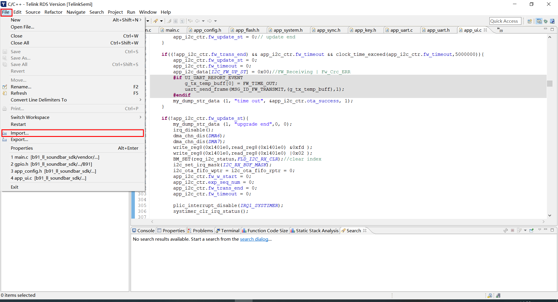 Select File -> Import