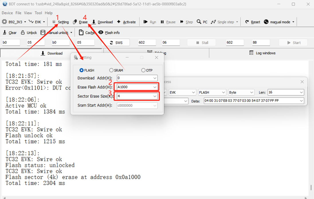 Erasing 4KB Flash Method