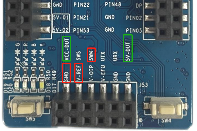 JIG EVK Sub-board and DUT Wiring Position