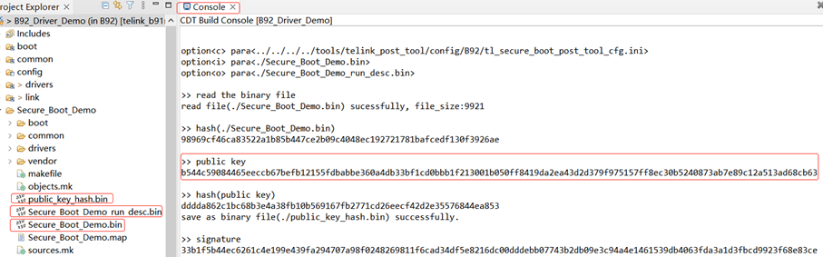 Console output