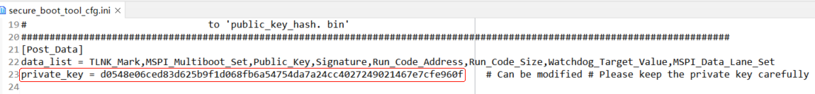 Private key in ini file
