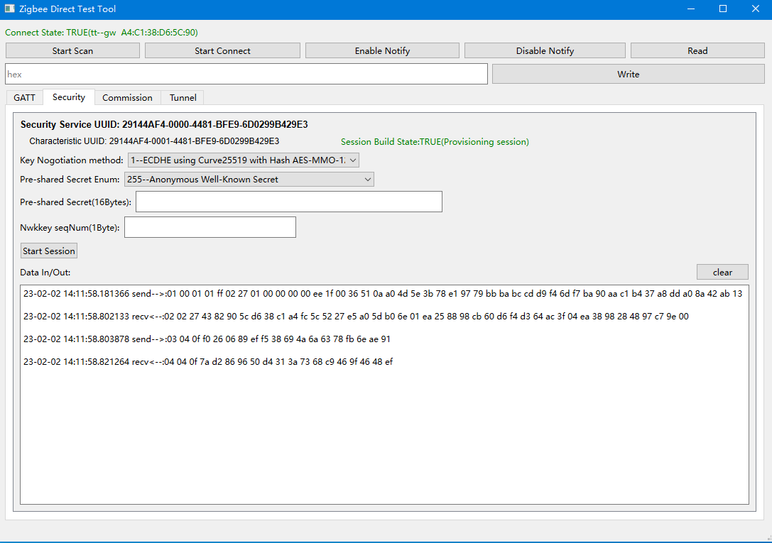 Establish configuration session