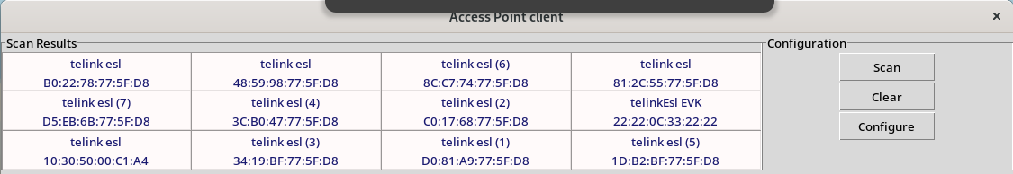 Scan Results after Pressing "Scan" Button