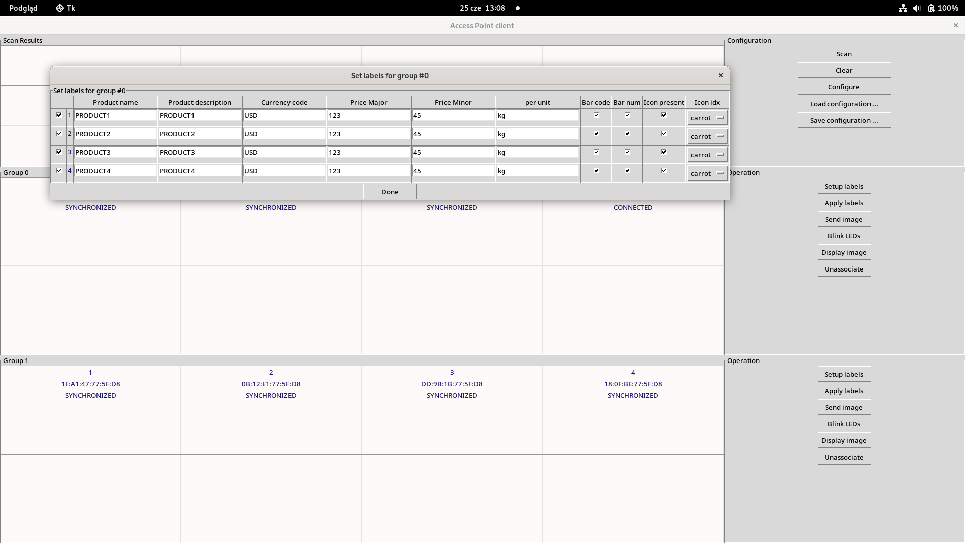 Setup Labels Window