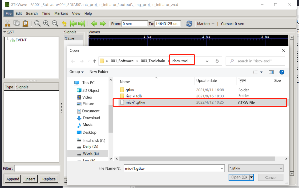 Select the mic-i1.gtkw File