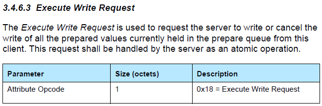 "Execute Write Request in BLE Stack"