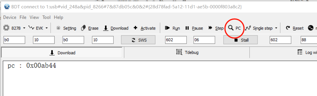 BDT reads PC pointer