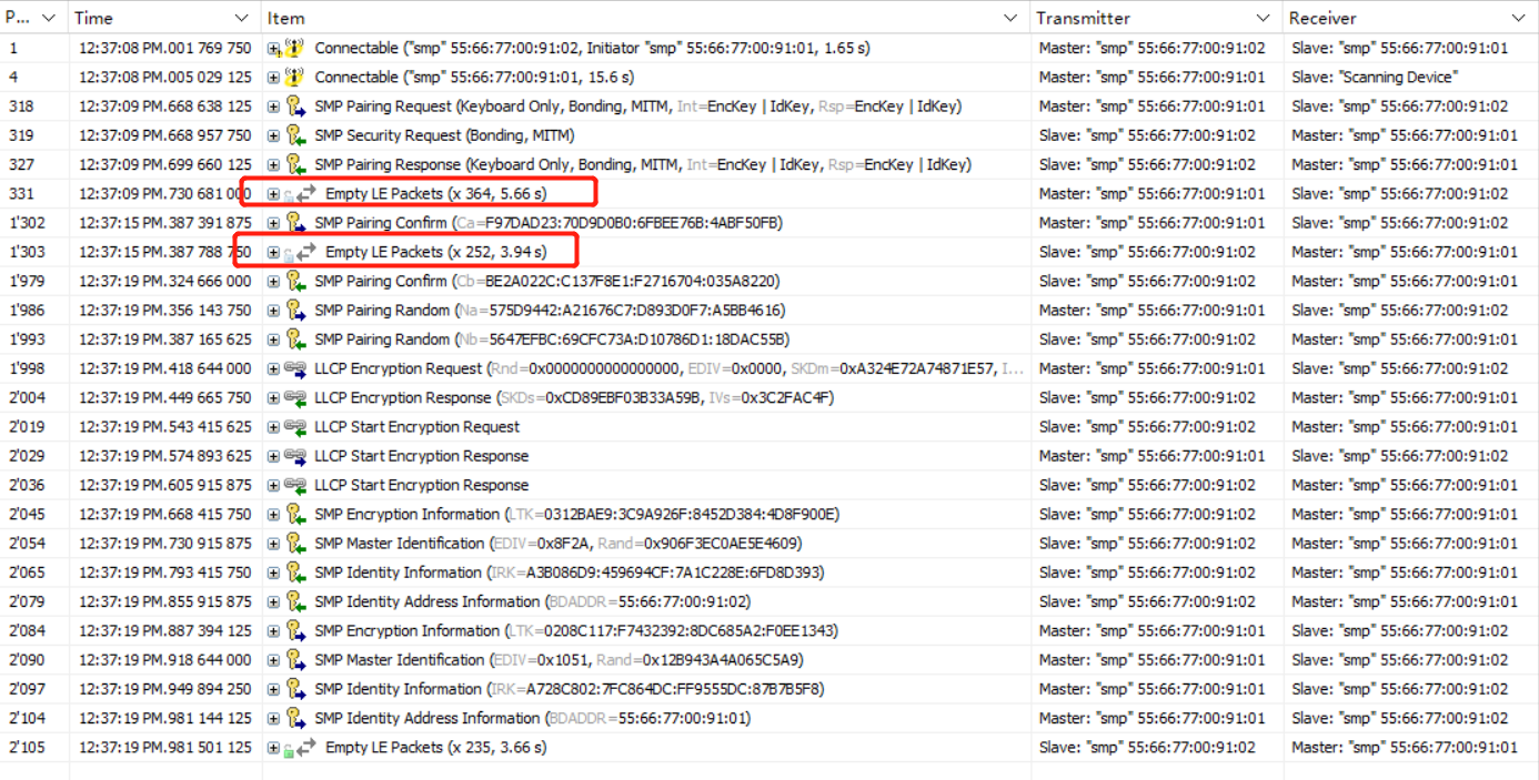 Packet capture of Legacy Passkey Entry Both Input