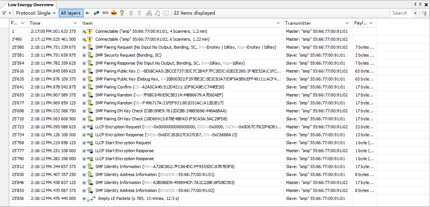 Packet capture of SC Just Works