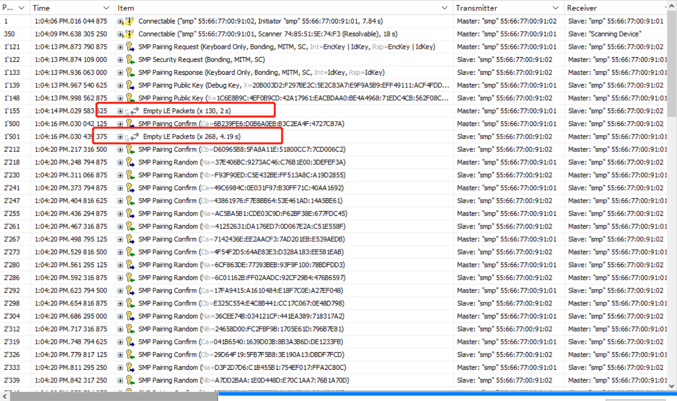 Packet capture of SC Passkey Entry Both Input