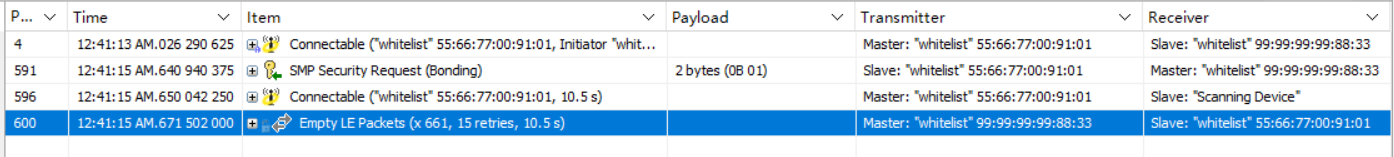 Slave connects to whitelist Master packet capture