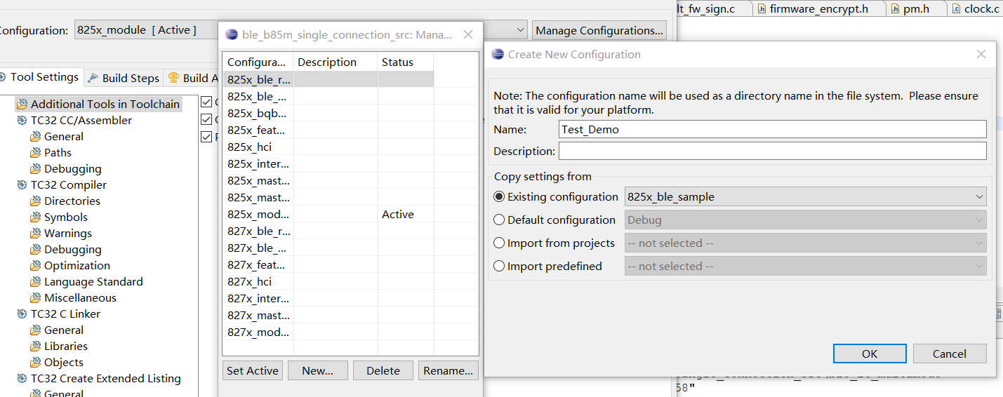 Create new configuration for a project