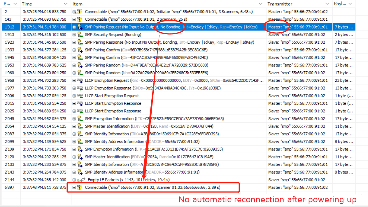 Packet Capture – Legacy Just Works Master NoBonding