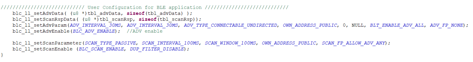 Configure Advertising Scanning Parameters in the Initialization