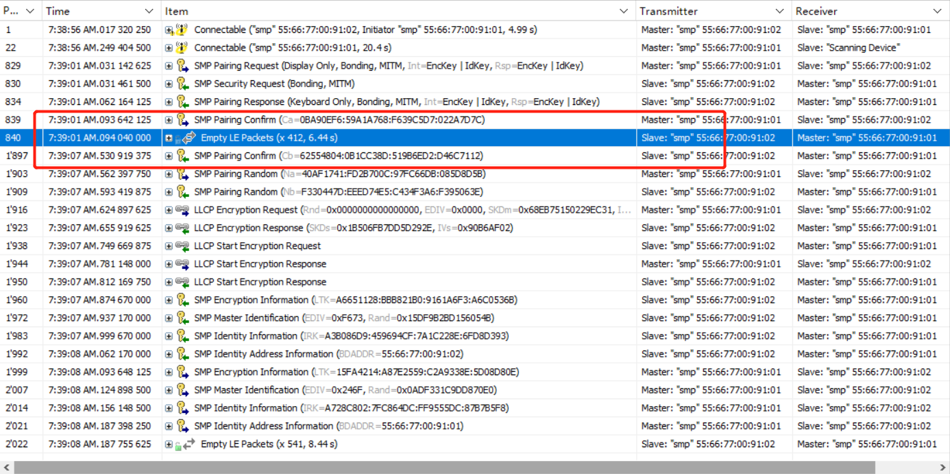 Packet Capture of Legacy Passkey Entry CDPI