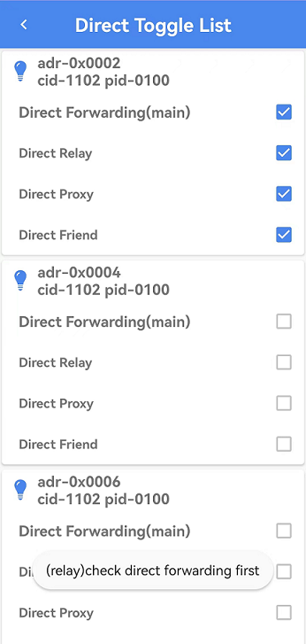 Fixed routing directangle toggle list interface