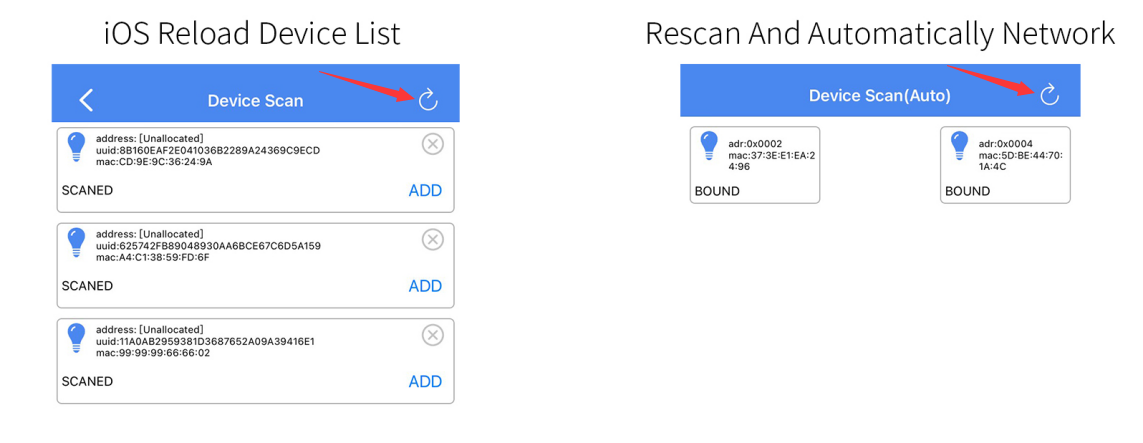 iOS device reloads device list & rescan & auto-networking