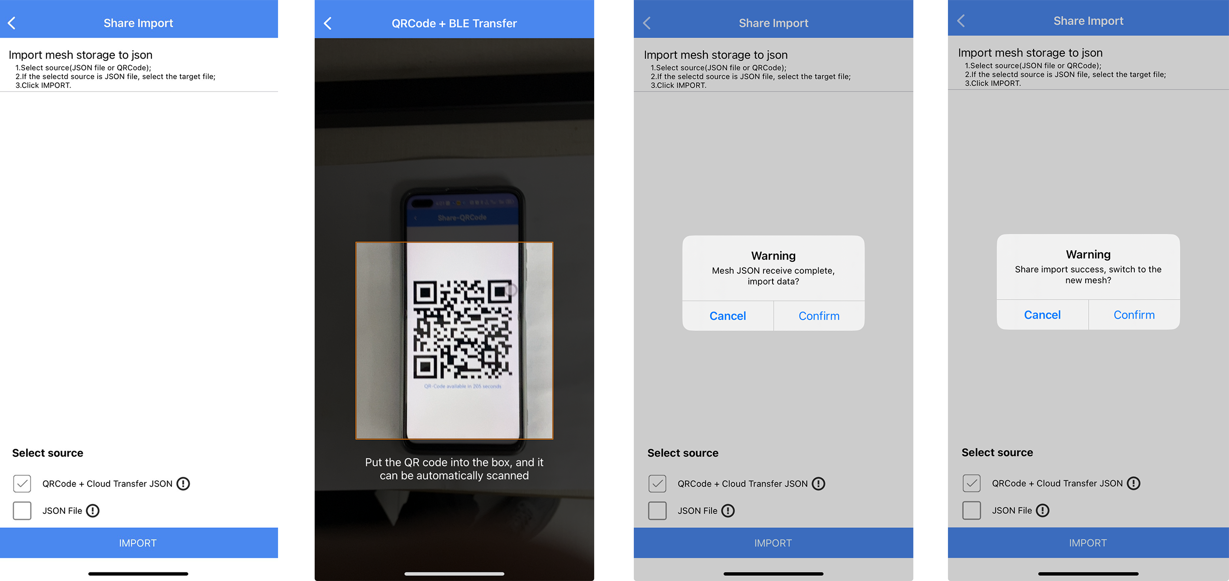 iOS QR code import network interface