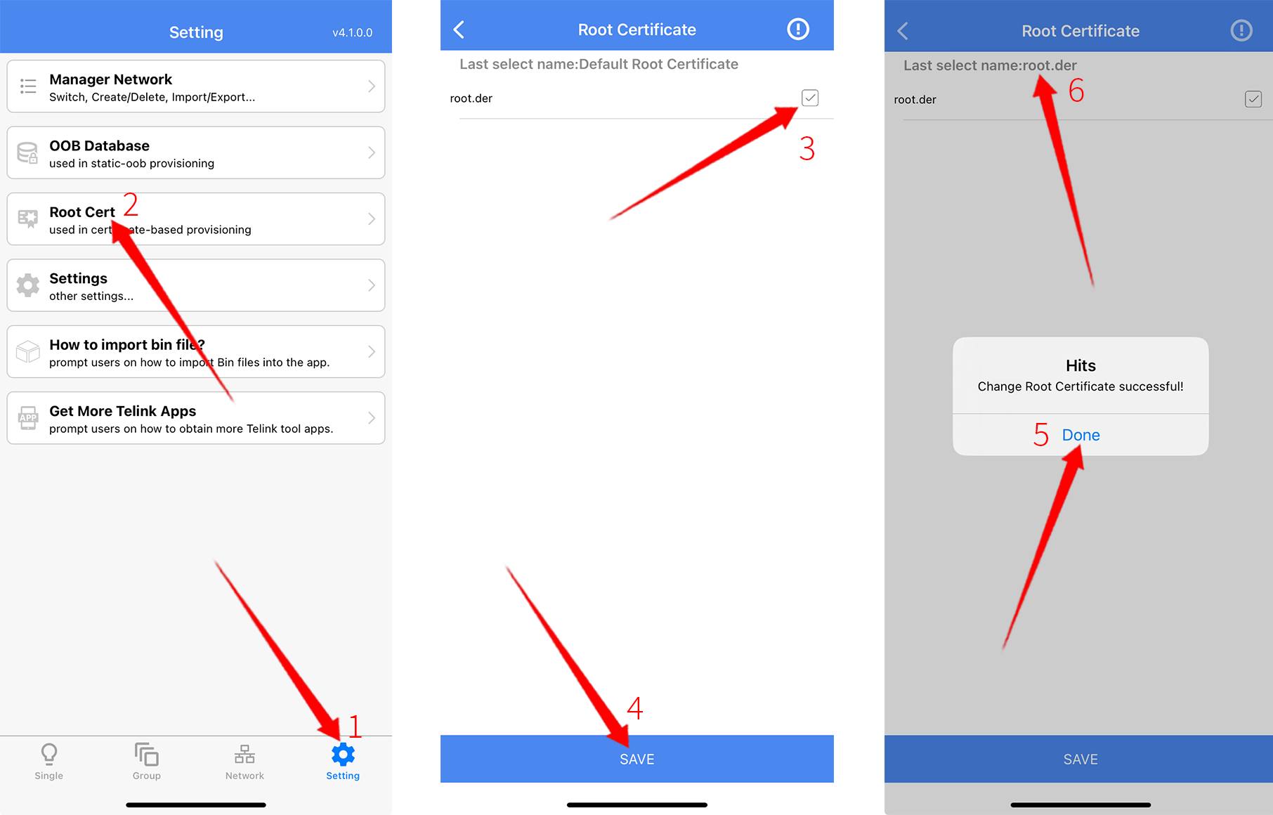 Import root.der certificate for iOS
