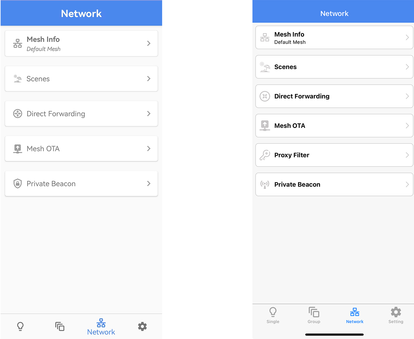 Android & iOS network interface
