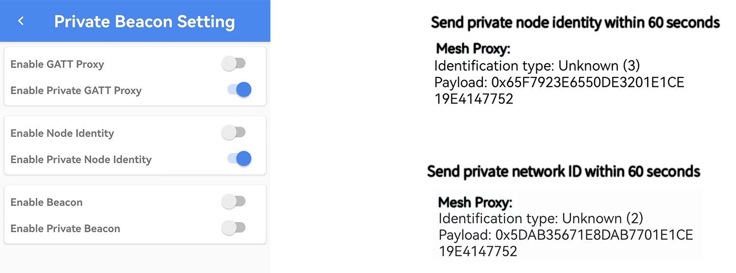 Private GATT proxy + Private node identity & broadcast state