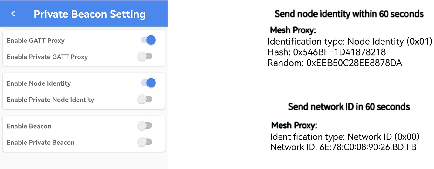 Config GATT proxy + Config node identity & broadcast type