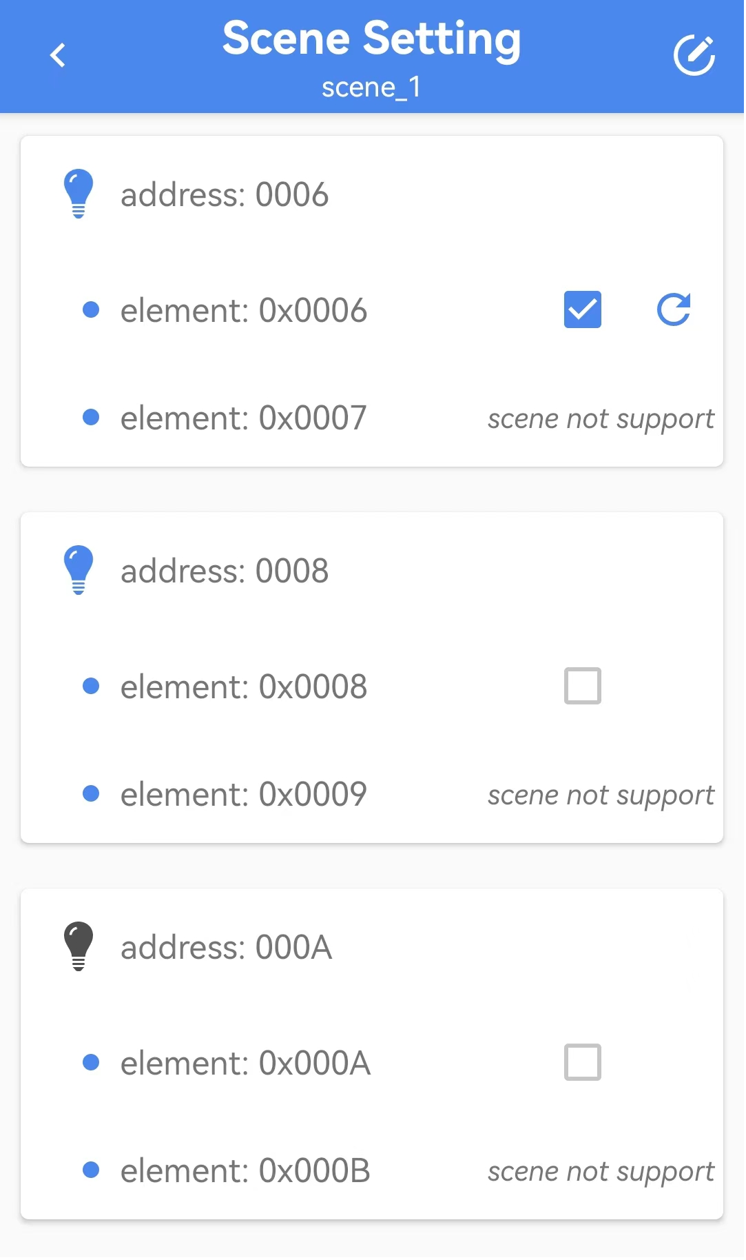 Android scene edit interface