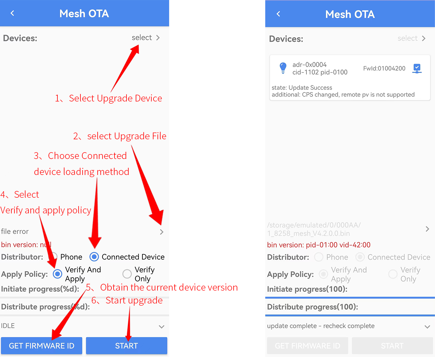 Android verify and apply upgrade steps & upgrade completion interface