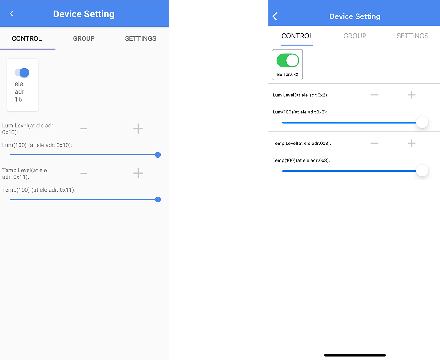 Android & iOS control interface