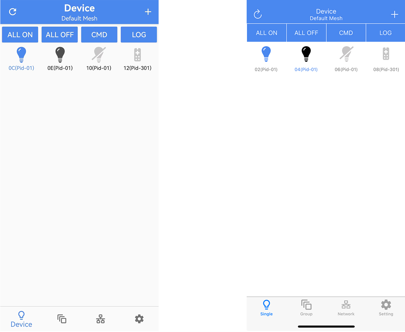 Android & iOS app device interface