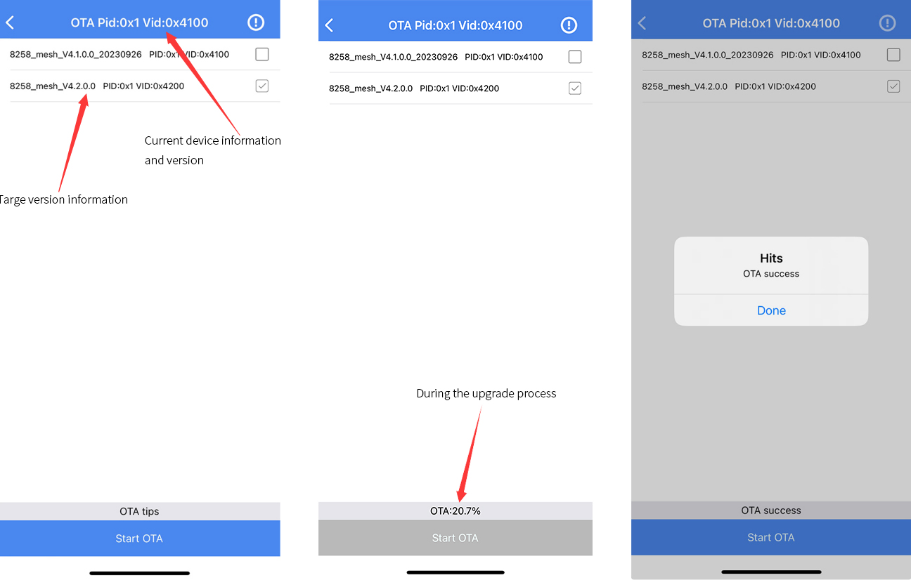 iOS device OTA interface
