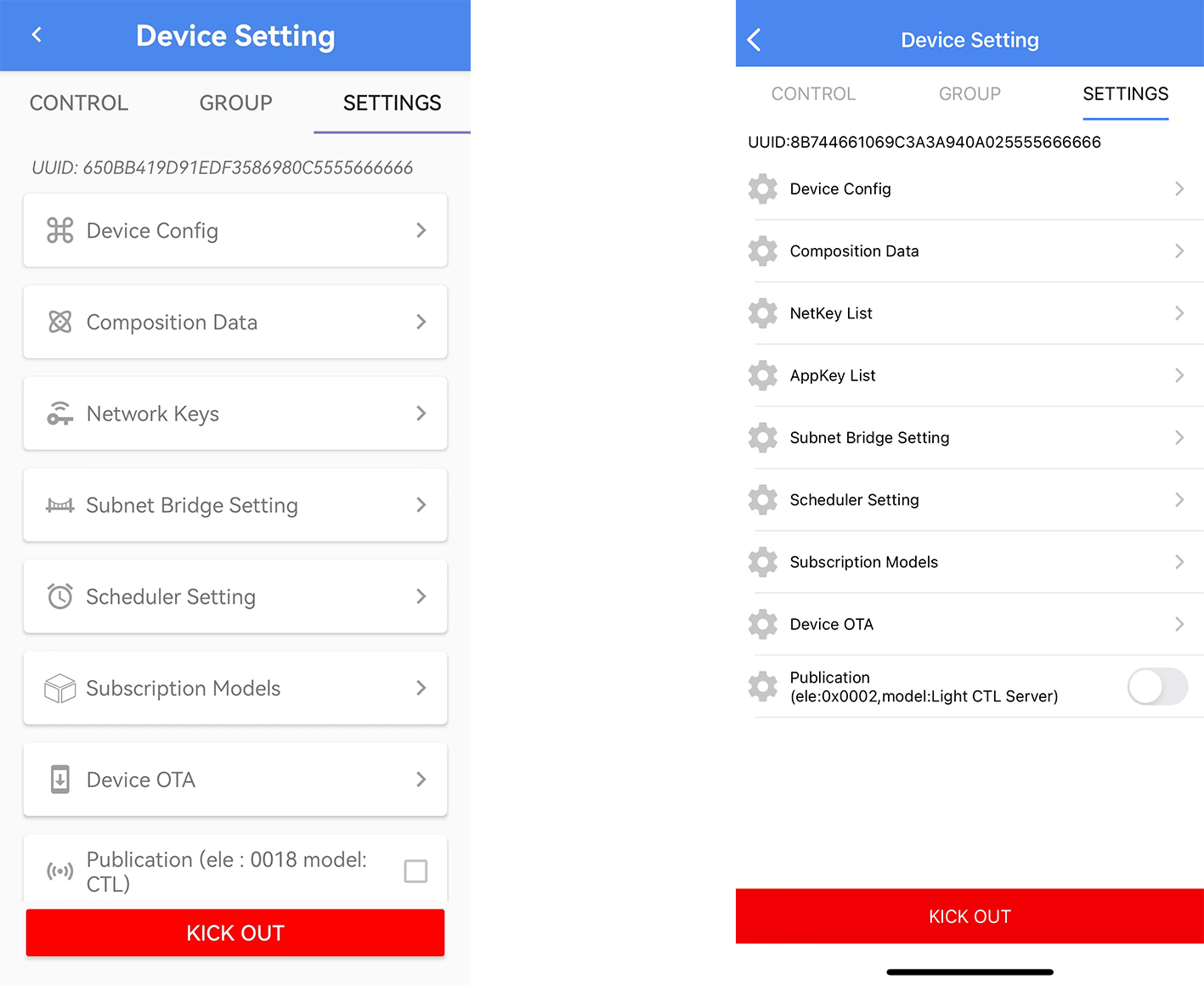 Android & iOS settings interface