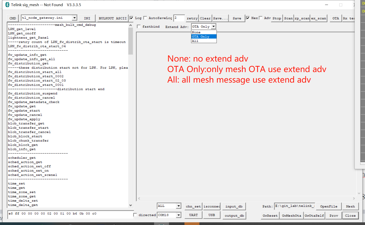 Gateway settings extended broadcast packets