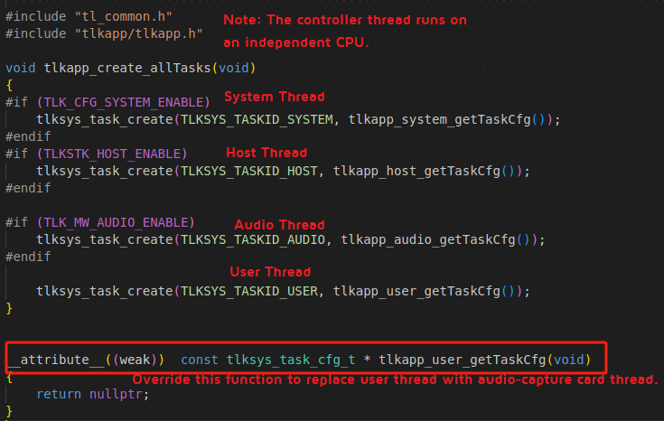 Thread Creation in tlkapp.c