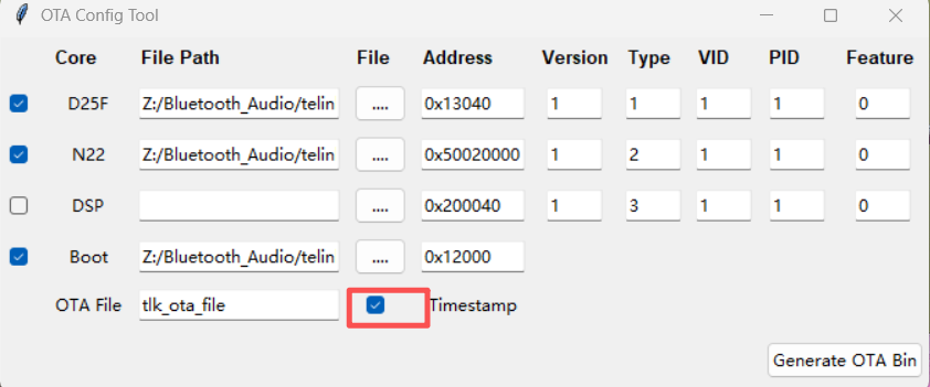 OTA Tool Selection with Timestamp