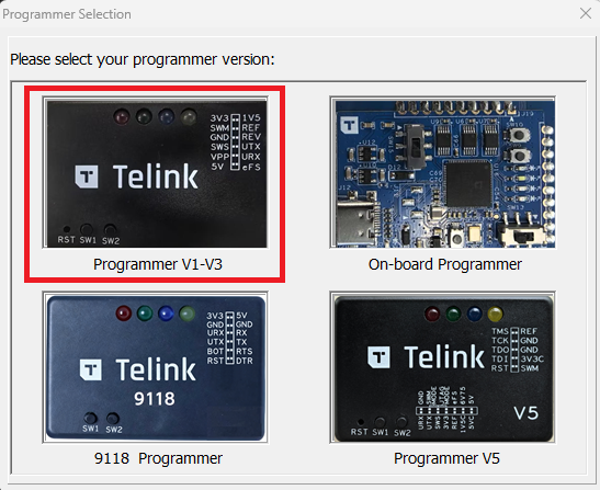Select Programmer Version