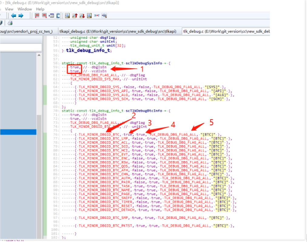 system and btc module log enable definition