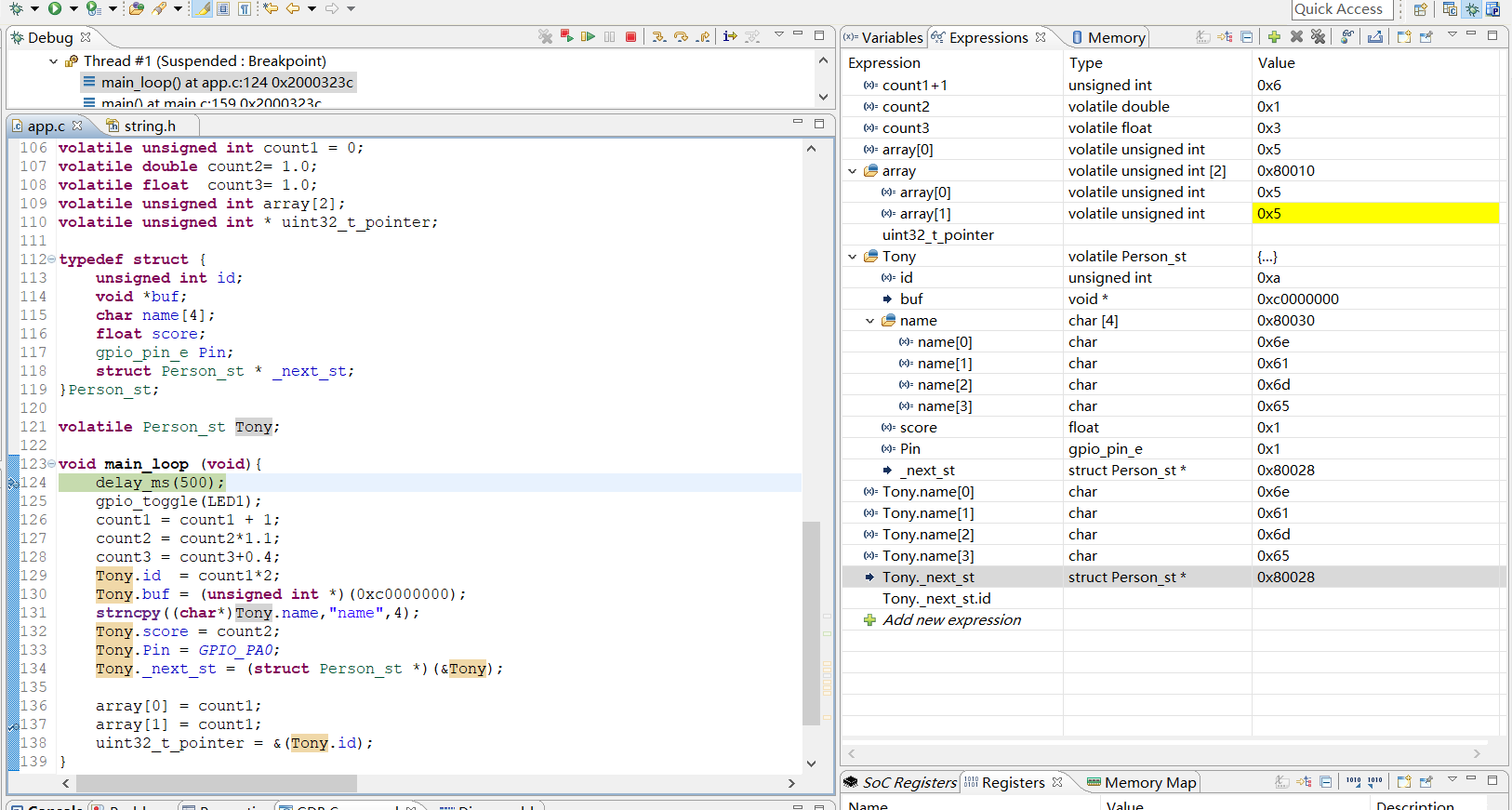 Expressions tab