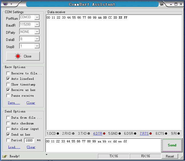 CDC data transmission and reception testing