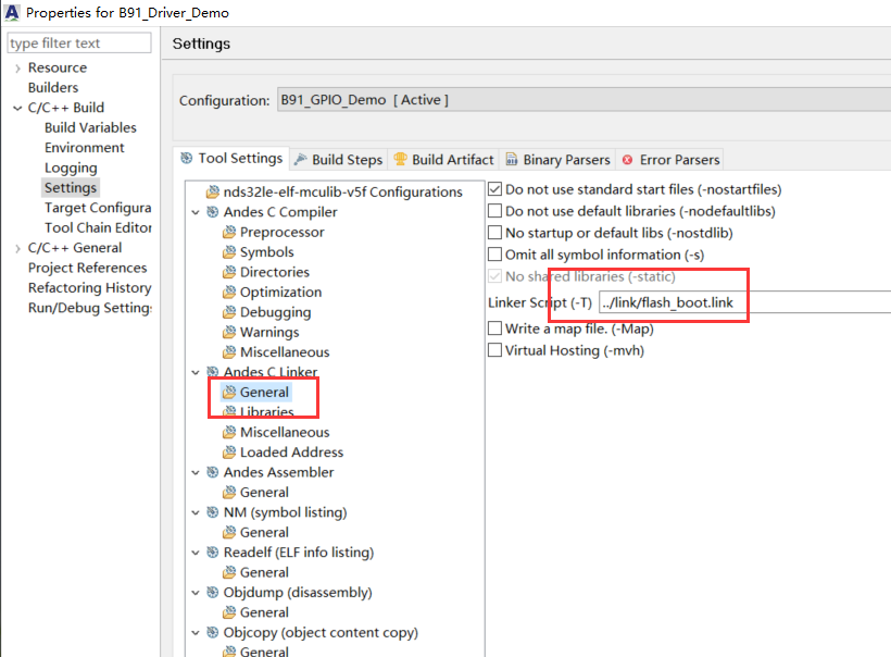 link file configuration