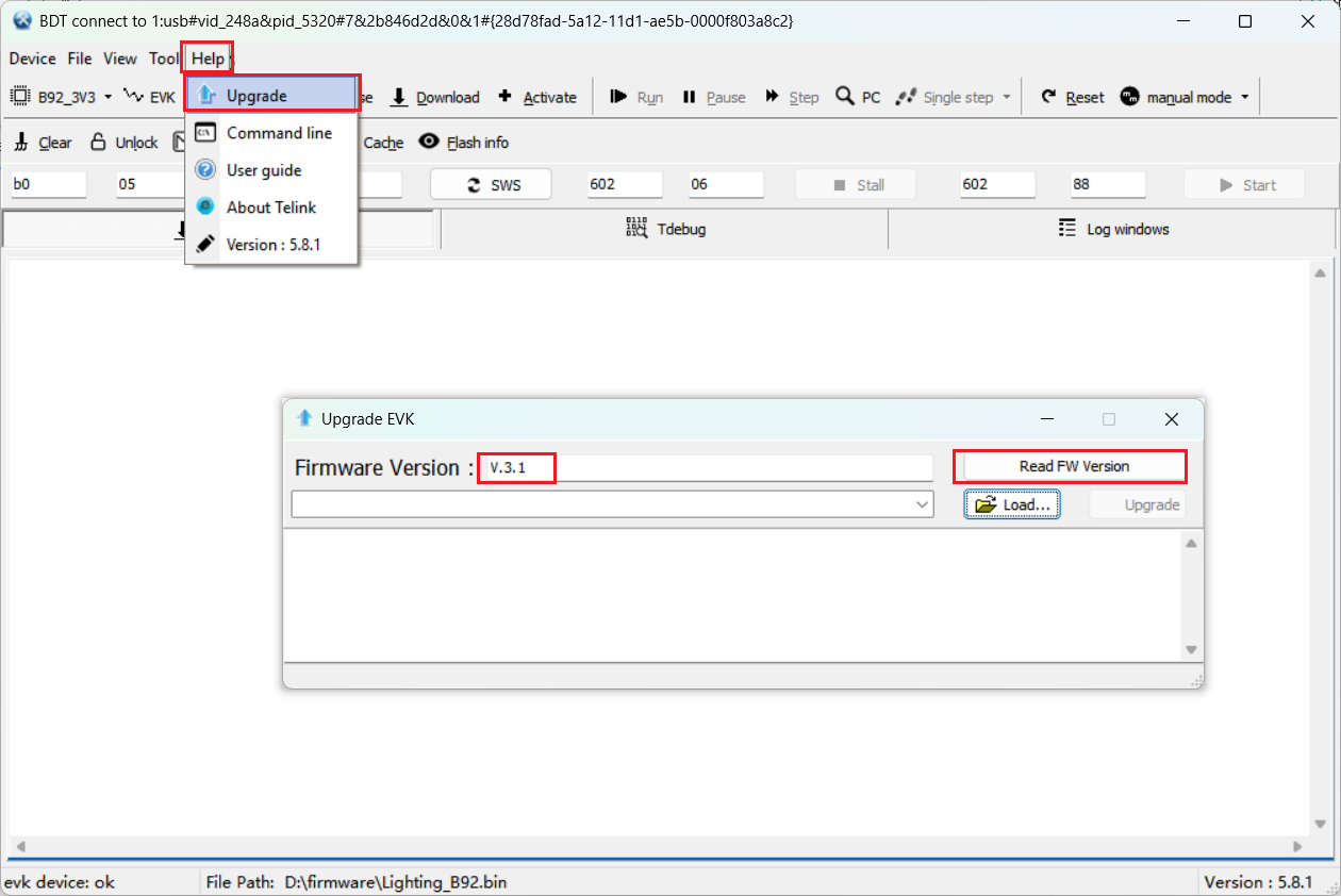 View Burner Firmware Version