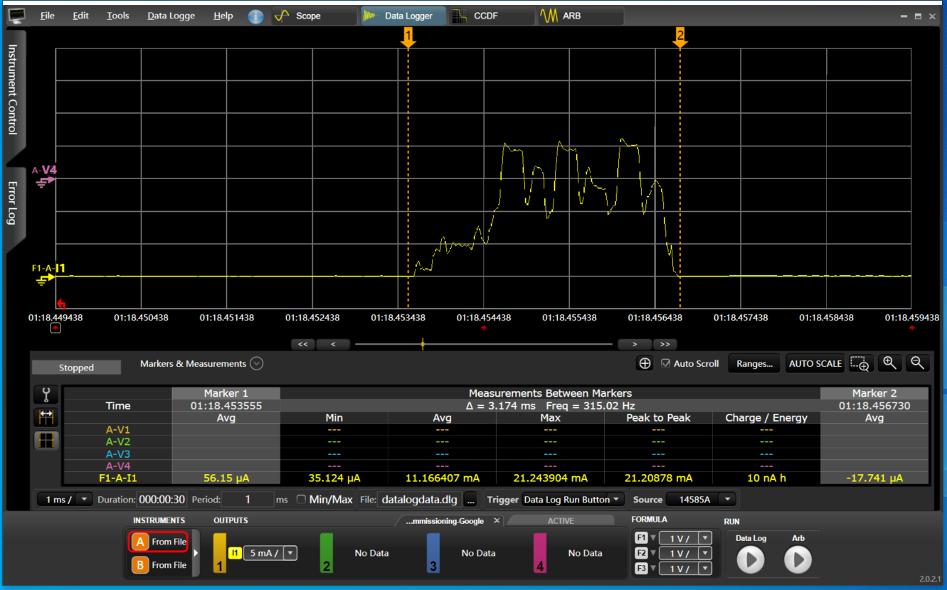 BLE advertising active current waveform