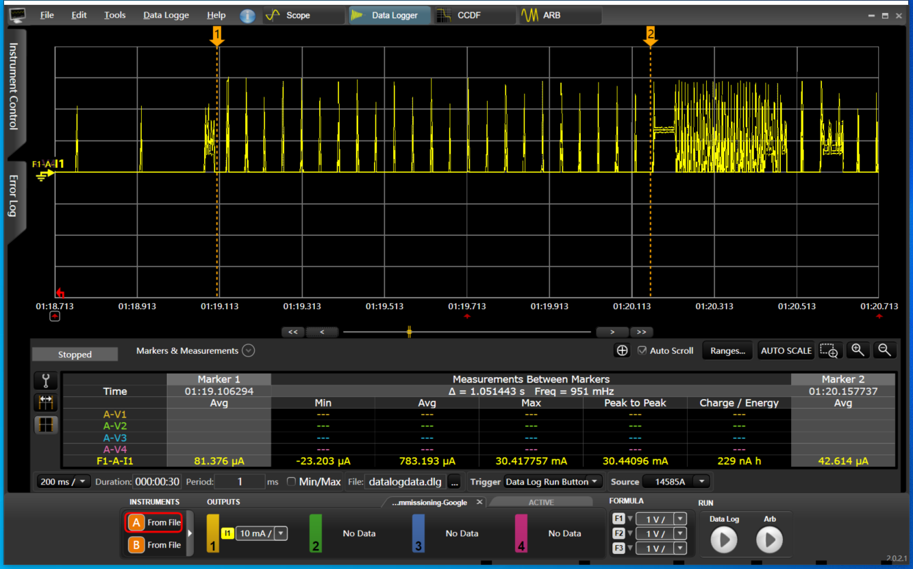 BLE connection interval average current @ 45ms