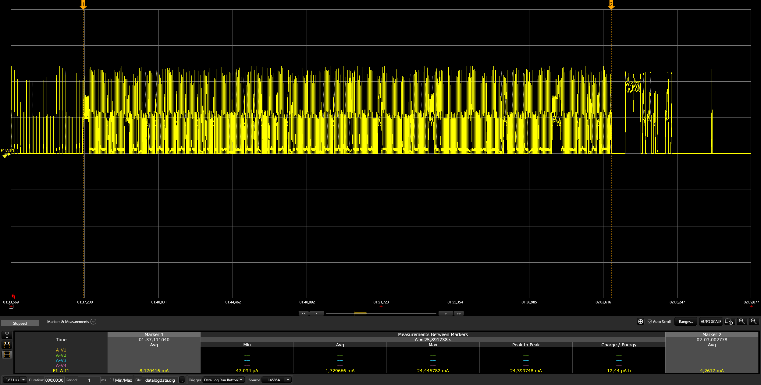 BLE connection interval average current @ 45ms