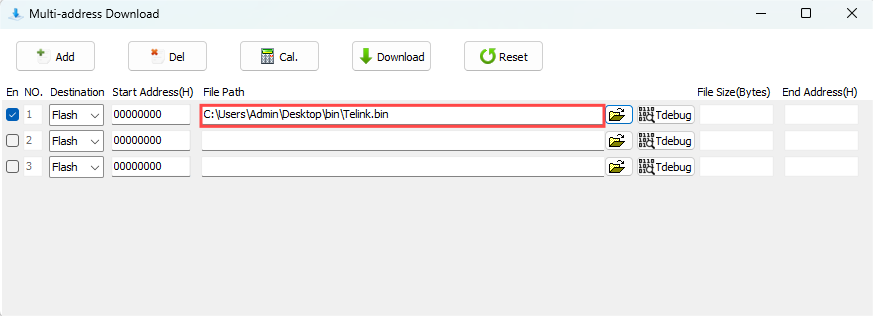 Show bin file path