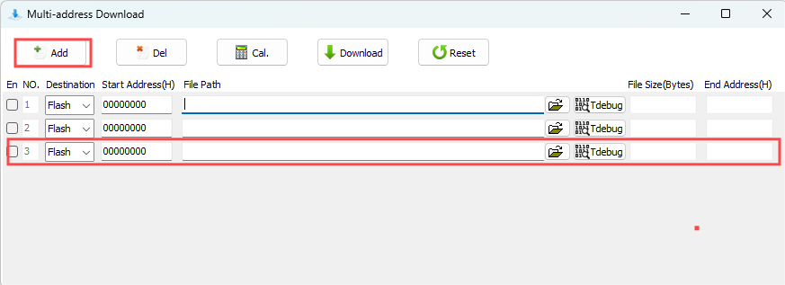 Add firmware file and set target address