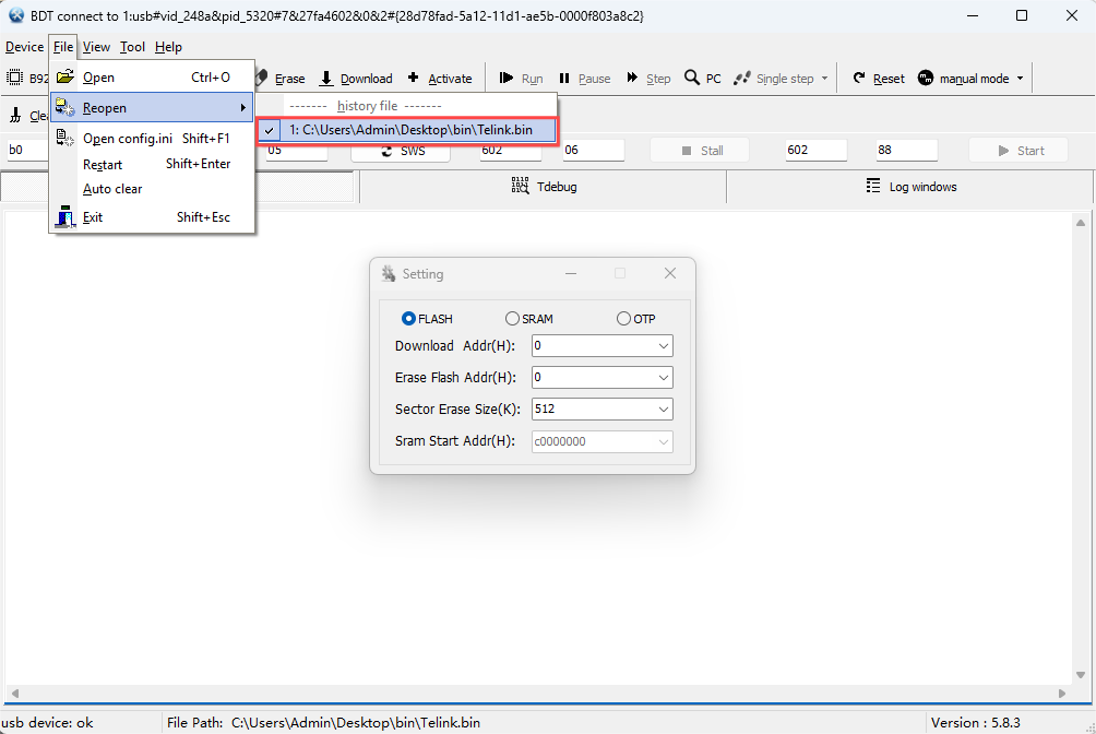Directly select target file path in the submenu of Reopen