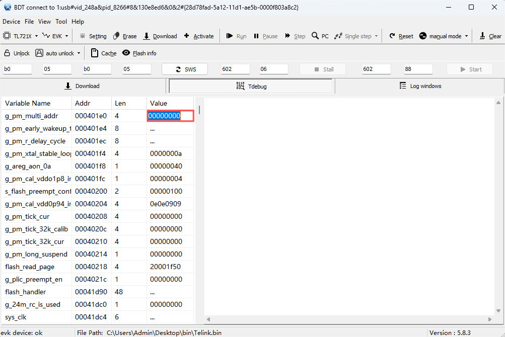 Double click specified 'Value' box