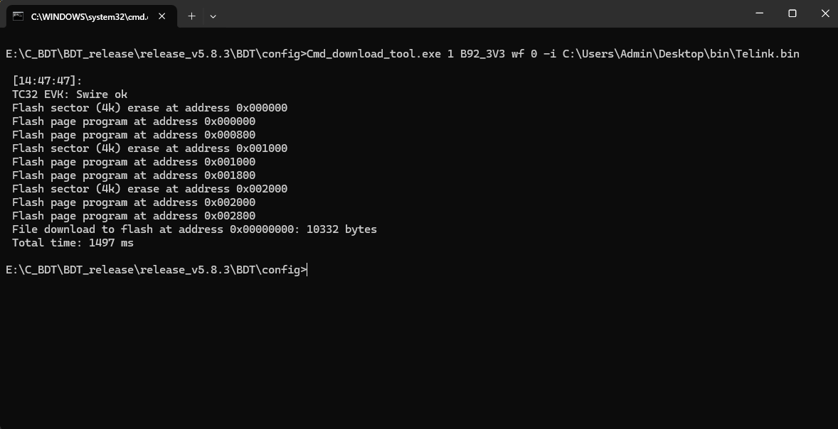 Download firmware in EVK mode