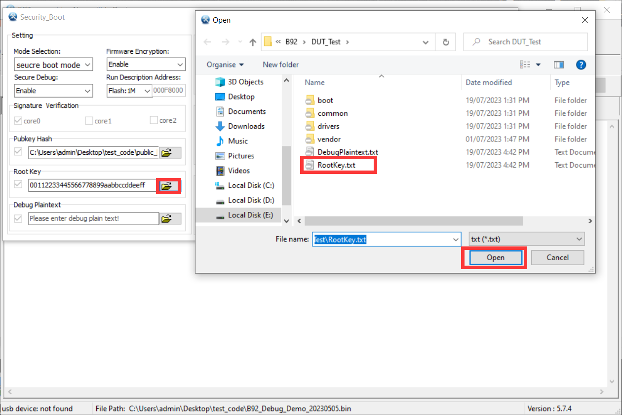 Import RootKey.txt file